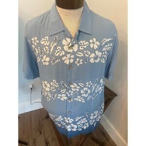 Tommy Bahama Vintage Relax Blue Hawaiian Shirt 100% Rayon Size Medium